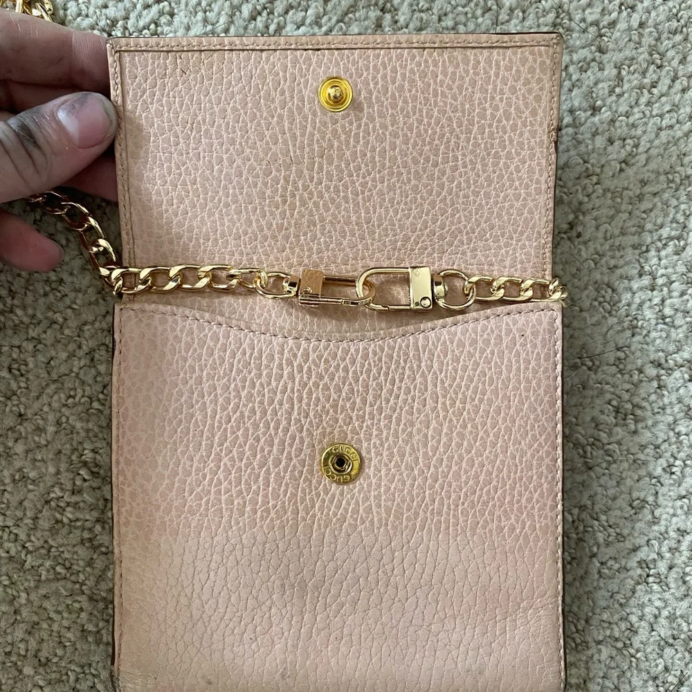 Gucci Marmont French flap bifold wallet on chain pink gold - Picture 2 of 7